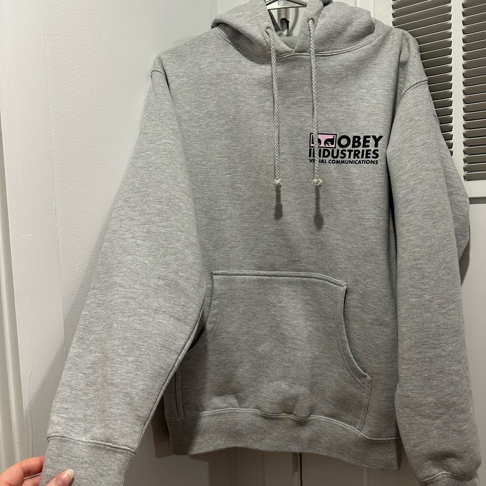 Obey Heather Gray Hoodie with Logo